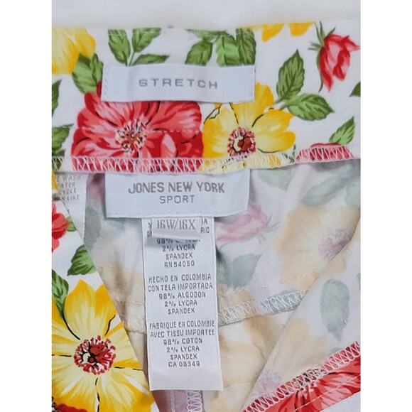 Jones New York Sport Palm Desert Floral Print Capri Pants Stretch Women's 16W - Picture 6 of 10